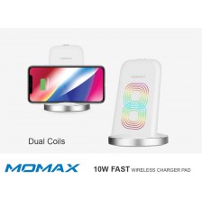 Momax Q.Dock 2 Dual Coils QI Wireless FAST Charger Stand White UD5W