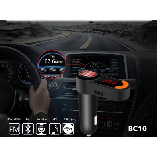 In-Car Bluetooth FM Transmitter Dual USB Charger