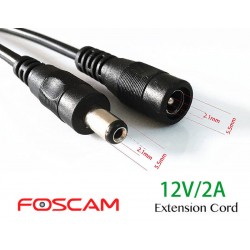 Foscam DC Power Extension Cord 12V  2.1/5.5mm 3M Black