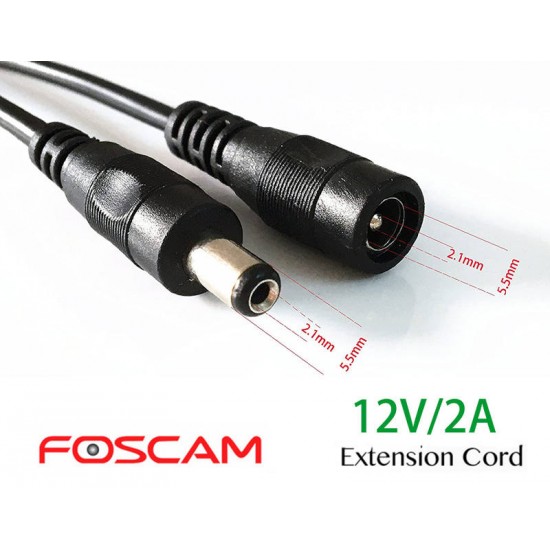Foscam Power Extension Cord 12V 2.1/5.5mm -12M (Black)
