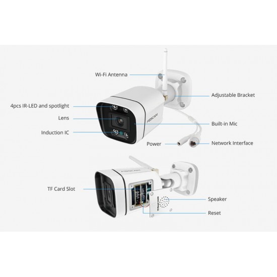 FOSCAM IP CAMERA V5P 5MP(3K) Outdoor Camera Dual-band WiFi Spotlight WHT