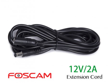 Foscam DC Power Extension Cord 12V  2.1/5.5mm 3M Black