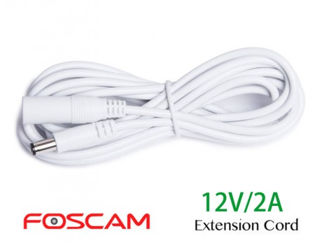 Foscam DC Power Extension Cord 12V  2.1/5.5mm 3M White