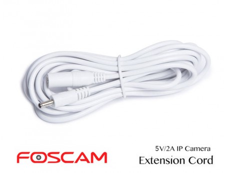 Foscam DC Power Extension Cord 5V  1.3/3.5mm 2M White