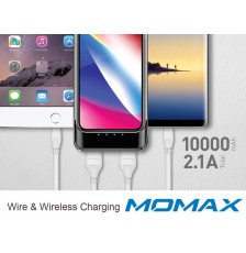 Momax 10000mAh Power Bank with QI Wireless Charging IP80 BLK