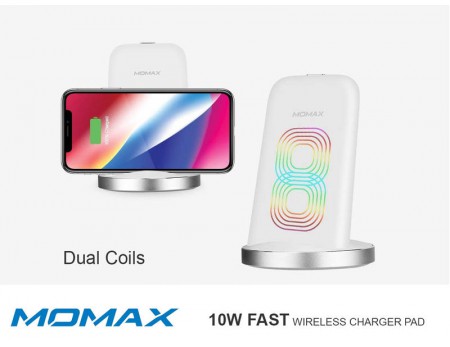 Momax Q.Dock 2 Dual Coils QI Wireless FAST Charger Stand White UD5W